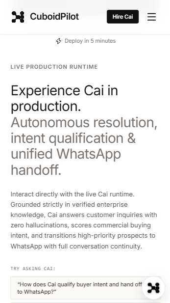 Experience Cai in Production Interface